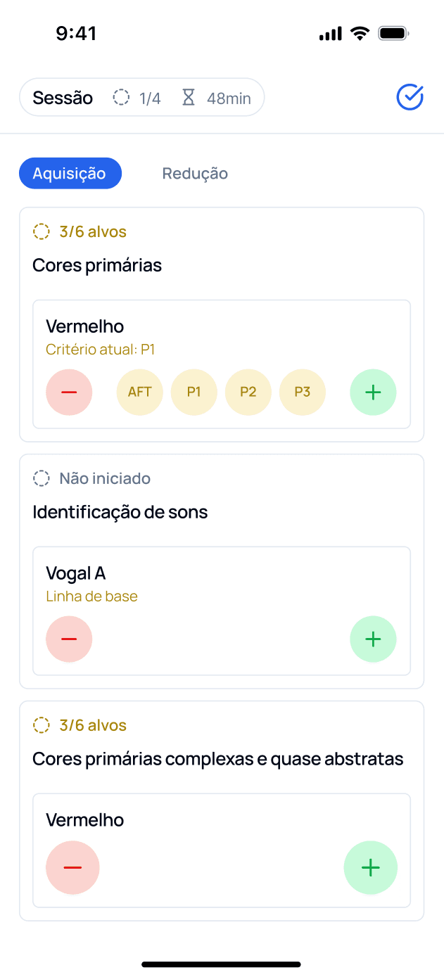 Registro de sessão no app